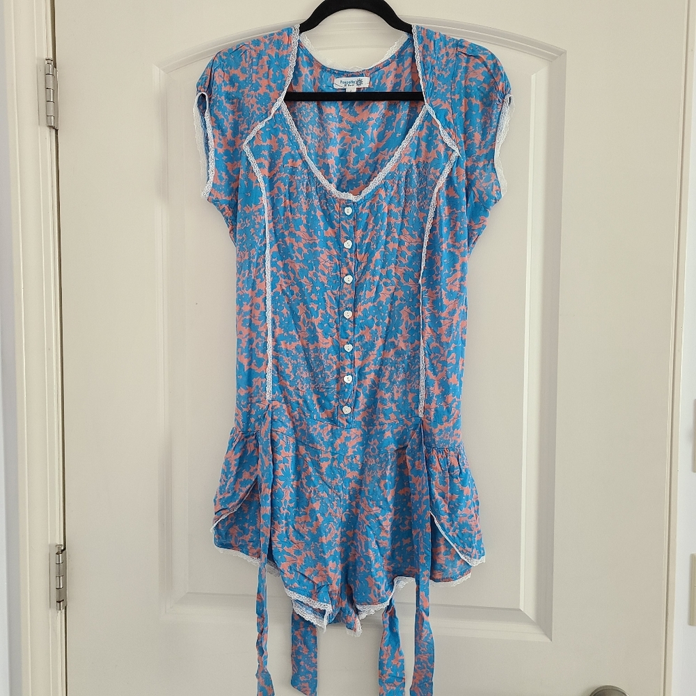 Poupette St. Barth Blue Floral Romper - S